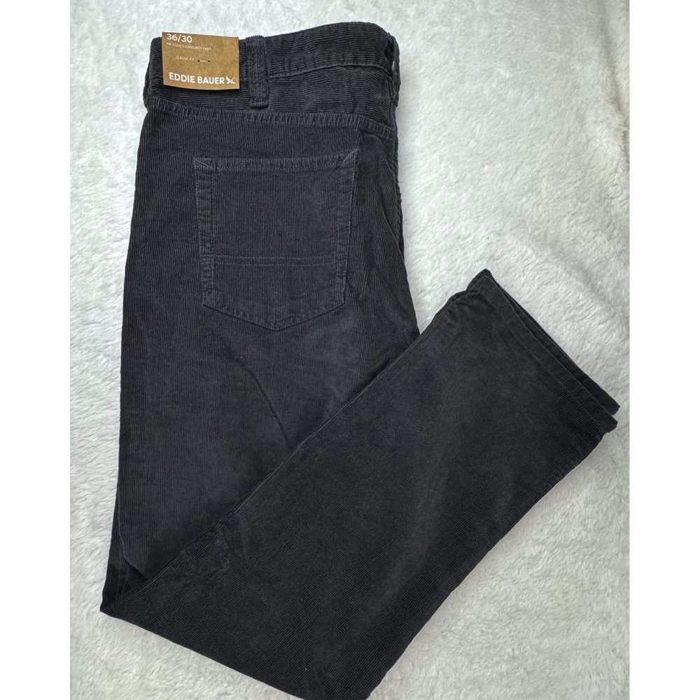 Eddie Bauer Mens 36x30 Mr Eddies Corduroy Pants Straight Fit Black NWT
